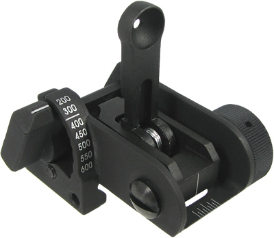 King Arms 600M BUIS Flip-Up Rear Sight - Click Image to Close