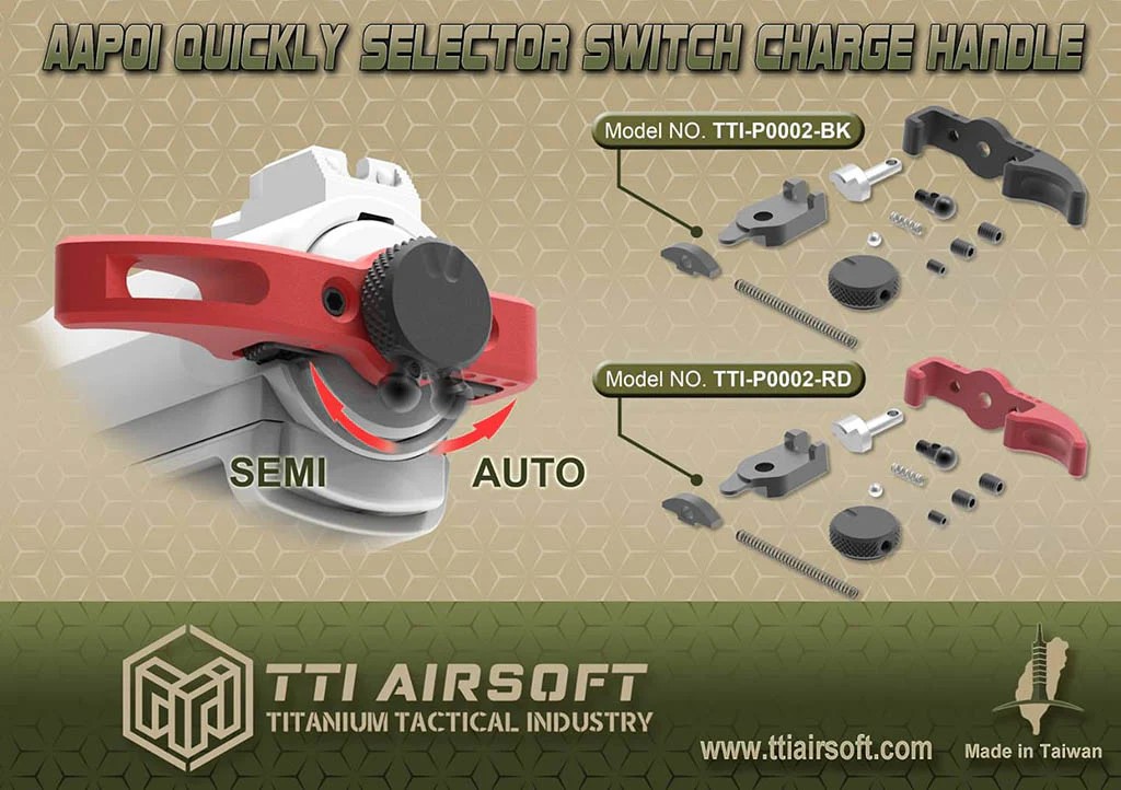 TTI AAP-01 Selector Switch Extended Charging Handle Red