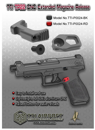 TTI TP22 CNC Magazine Release Red