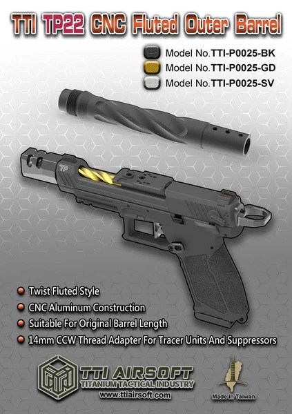 TTI TP22 Fluted Outer Barrel Black